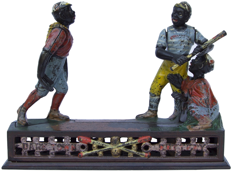 ''Dark Town Battery'' Cast Iron 19th Century Mechanical Bank -- Fully Functioning